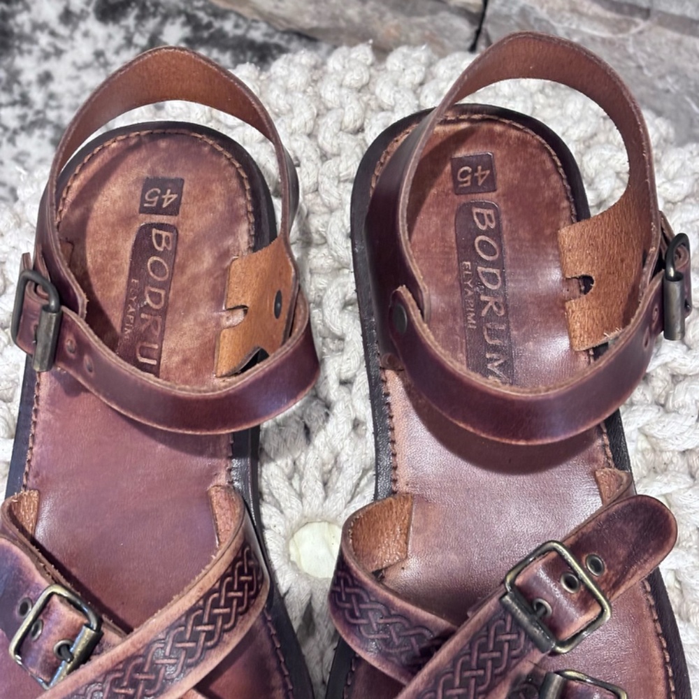 Bosa Bodrum ElYapımı Men's Handmade Leather SZ 45 (11-11.5 US) Brown Sandals EUC - Picture 5 of 16